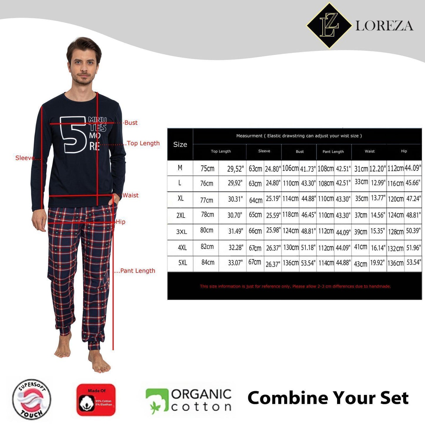 Herren Pyjama langarm Baumwolle Set Schlafanzug Hausanzug Nachtwäsche M-2XL