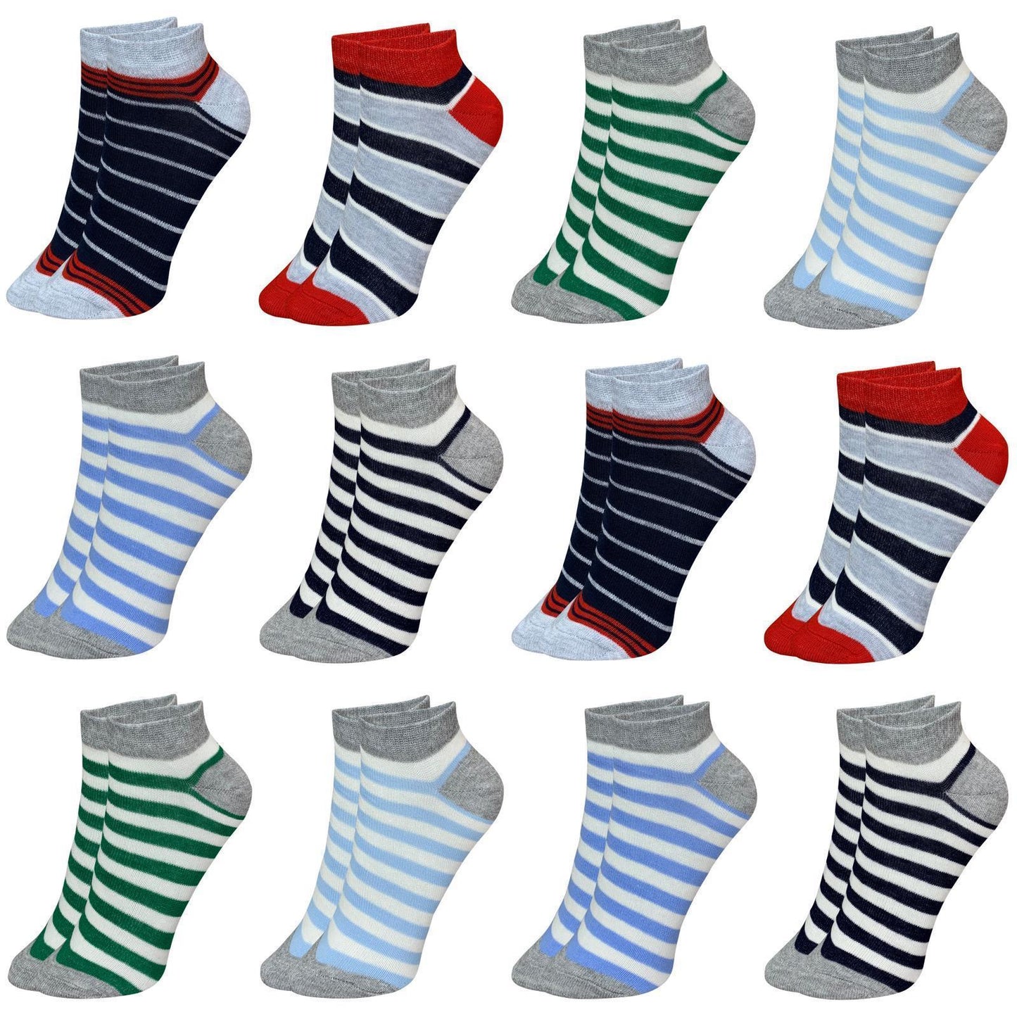 12 Paar Jungen & Mädchen Kurzsocken - Basics - Mehrfarbig