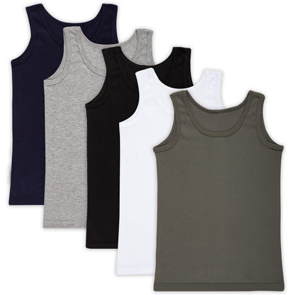 5er Set Jungen Unterhemden - Feinripp - Bunt