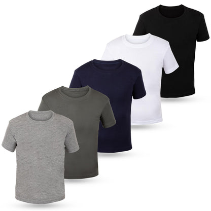 5er Set Jungen & Mädchen Kurzarm Unterhemden - Feinripp - Bunt