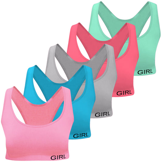 5er Set Mädchen Bustier - Nahtlos Mikrofaser - Bunt
