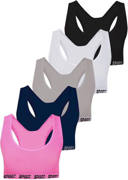 5er Set Mädchen Bustier - Sport Mikrofaser - Bunt