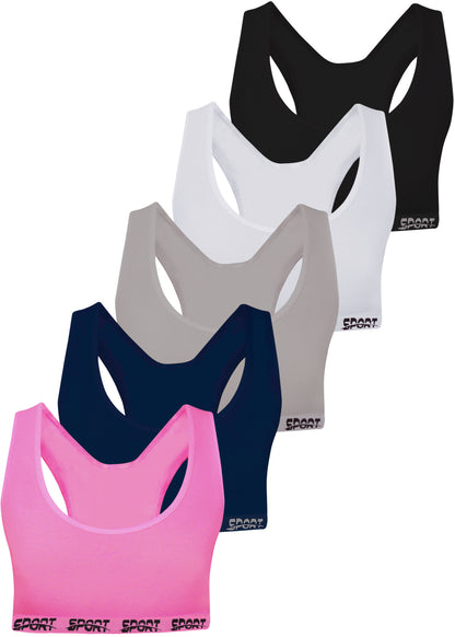 5er Set Mädchen Bustier - Sport Mikrofaser - Bunt
