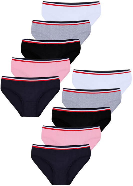 10er Set Mädchen Slips - Streifen - Bunt