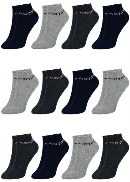 12 Paar Jungen & Mädchen Kurzsocken - Basics - Mehrfarbig