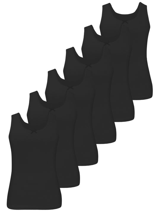 6er Set Mädchen Unterhemden - Basics - Schwarz