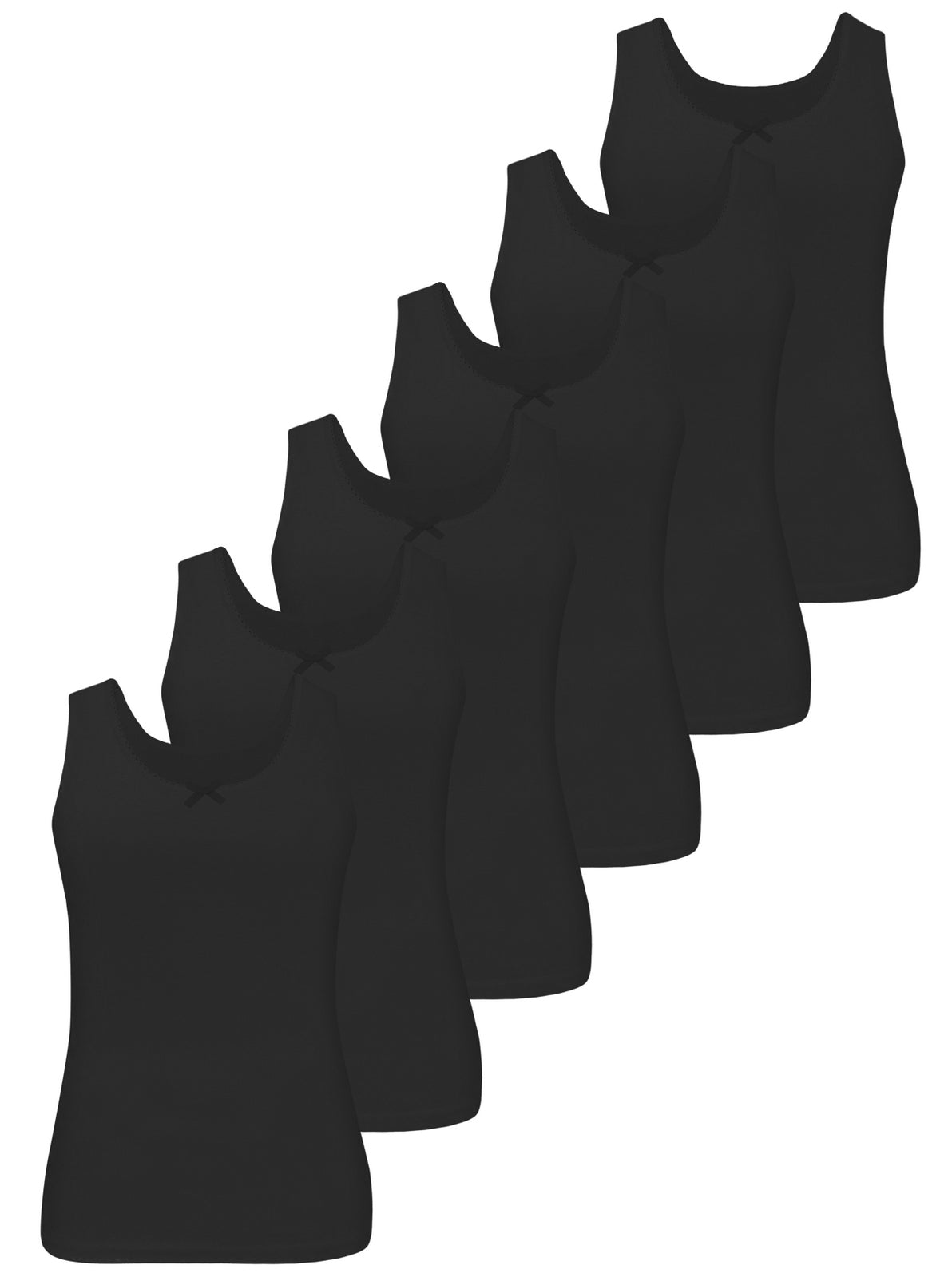 6er Set Mädchen Unterhemden - Basics - Schwarz