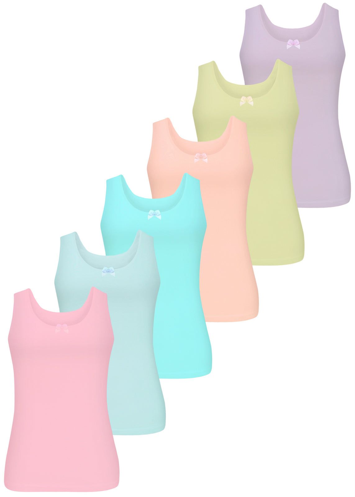 6 Mädchen Unterhemden aus Baumwolle Basics 92-170