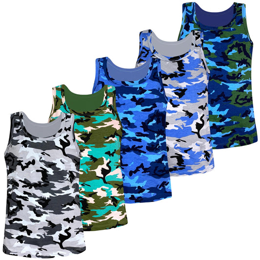 5er Set Jungen Unterhemden - Camouflage - Bunt