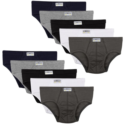 10er Set Jungen Slips 100% Baumwolle - Basics - Bunt