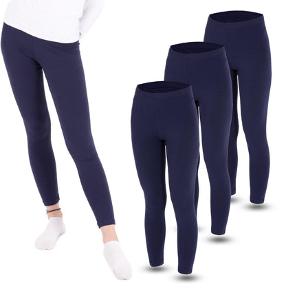 3 Mädchen Leggings Set lang Baumwolle blickdicht Freizeithose elastisch