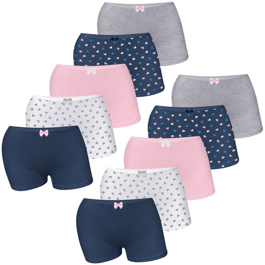 10er Set Mädchen Pantys Boxershorts - Herz