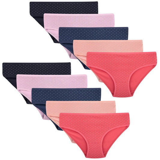 10er Set Mädchen Slips - Punkte - Bunt