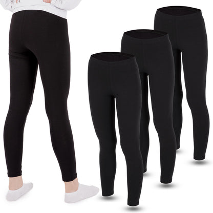 3 Mädchen Leggings Set lang Baumwolle blickdicht Freizeithose elastisch