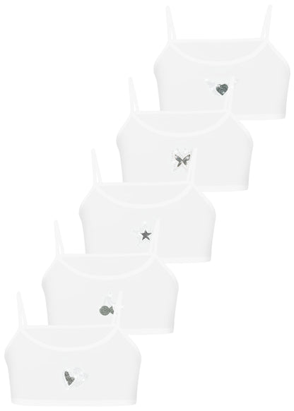 5er Set Mädchen Bustier BH - Strass - Bunt