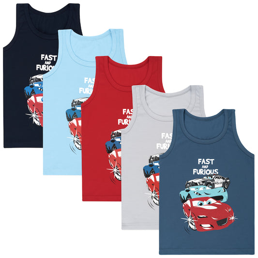 5 Jungen Unterhemden - Auto Motive - Bunt