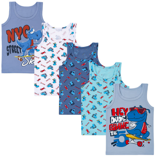 5er Set Jungen Unterhemden - Dinosaurier - Bunt