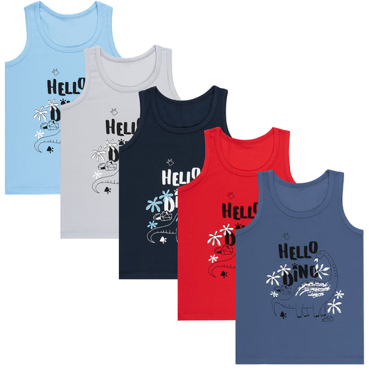 5er Set Jungen Unterhemden - Dino - Bunt