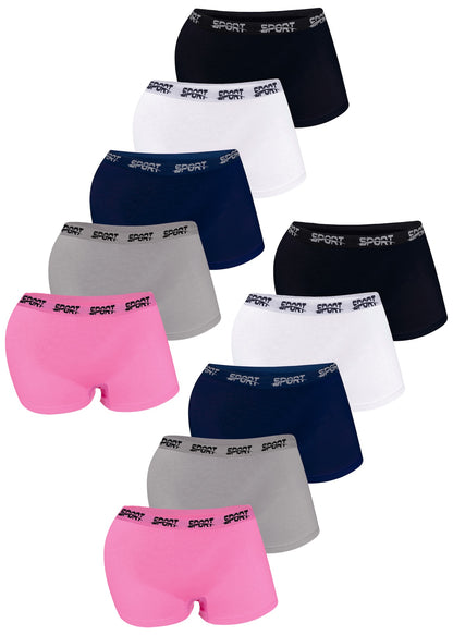 10er Set Mädchen Pantys Boxershorts - Sport