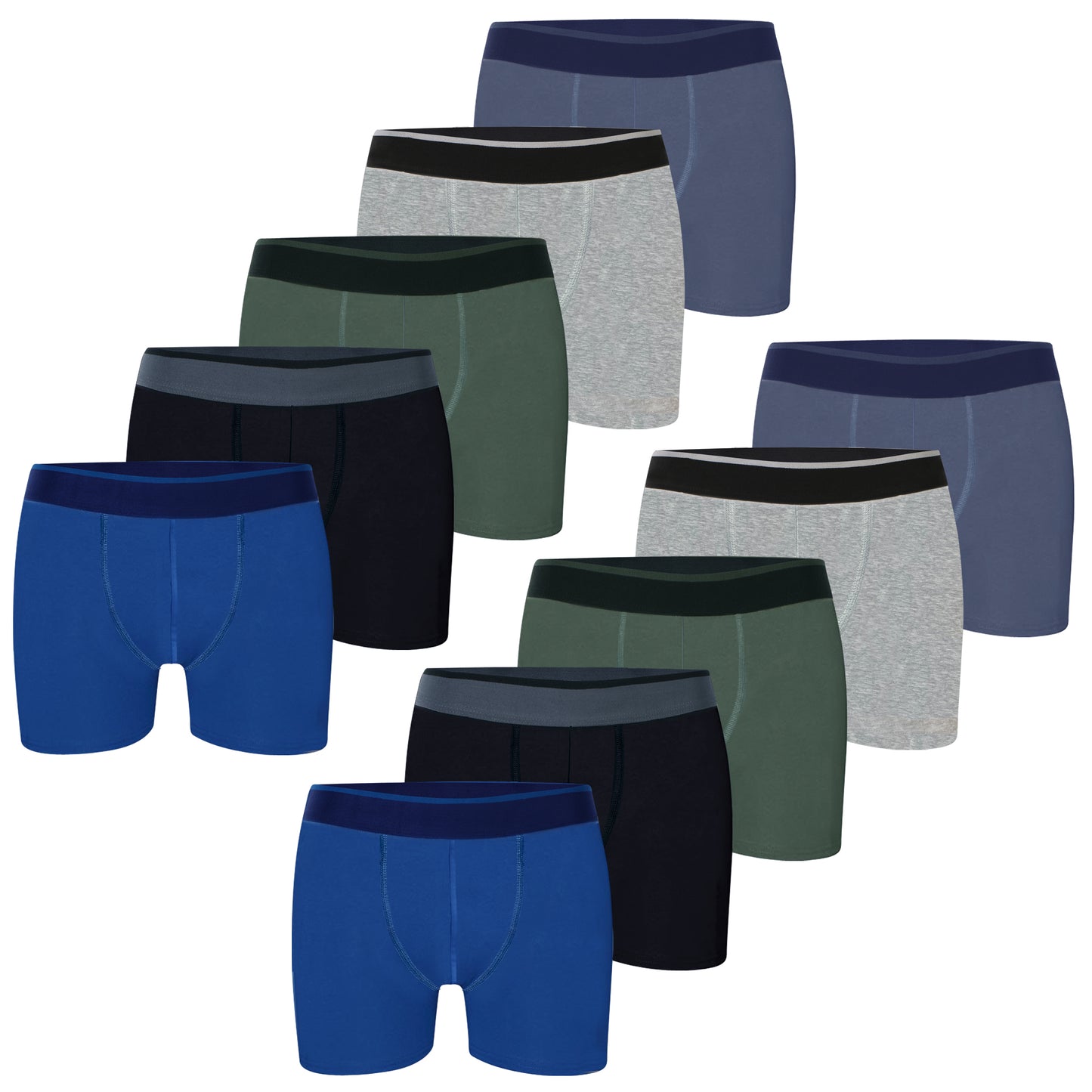 10er Set Jungen Boxershorts Baumwolle - Streifen - Bunt