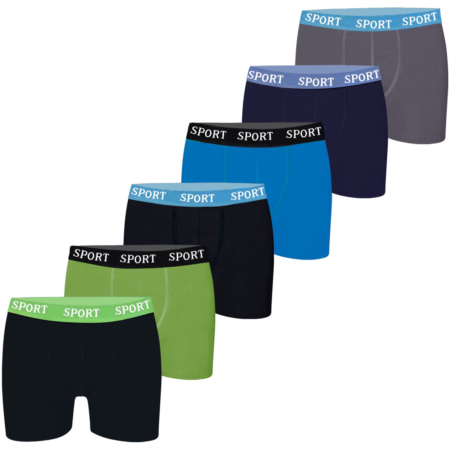 6er Set Jungen Boxershorts Baumwolle - Basics - Bunt