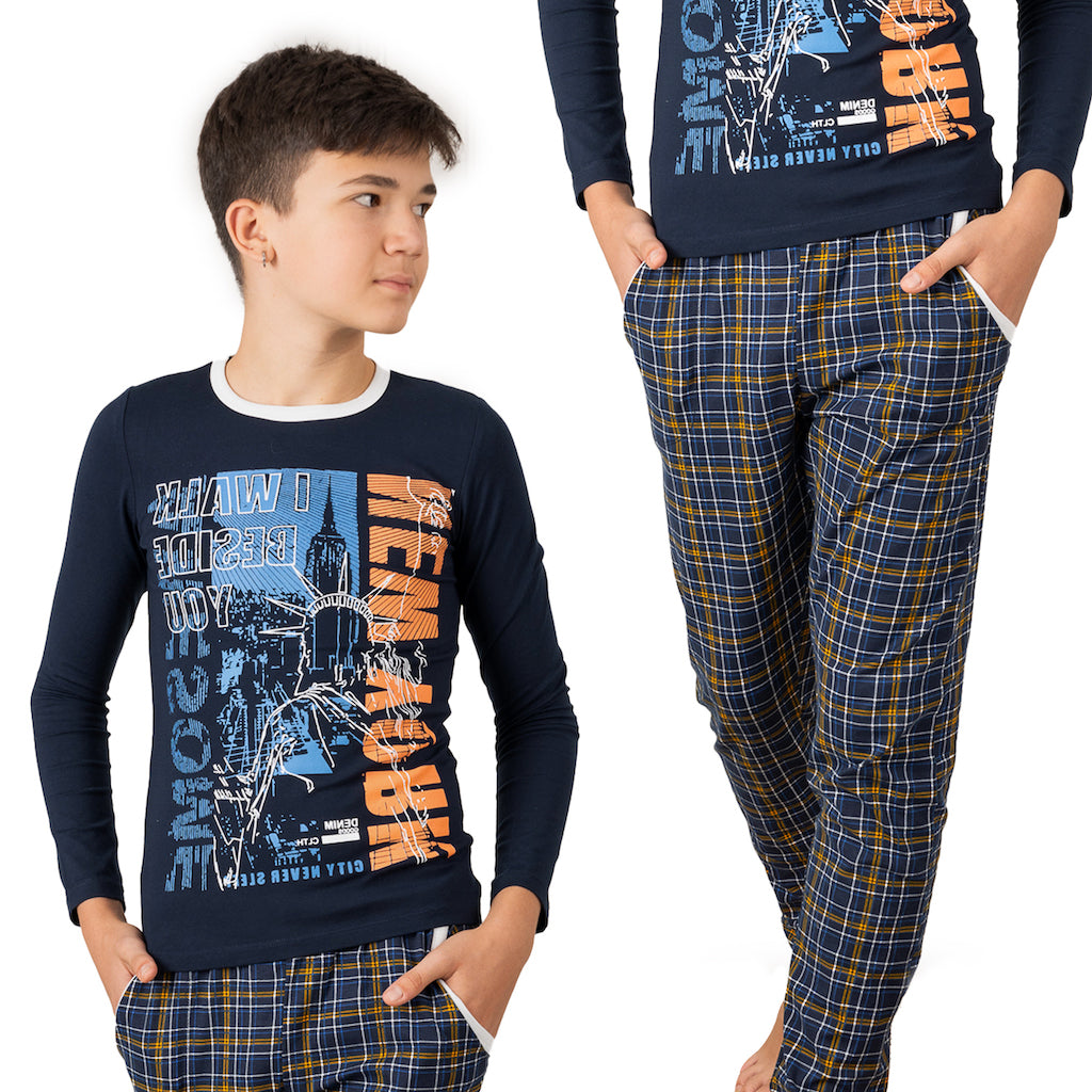 Jungen zweiteiliger Schlafanzug Langarm Baumwolle - New York