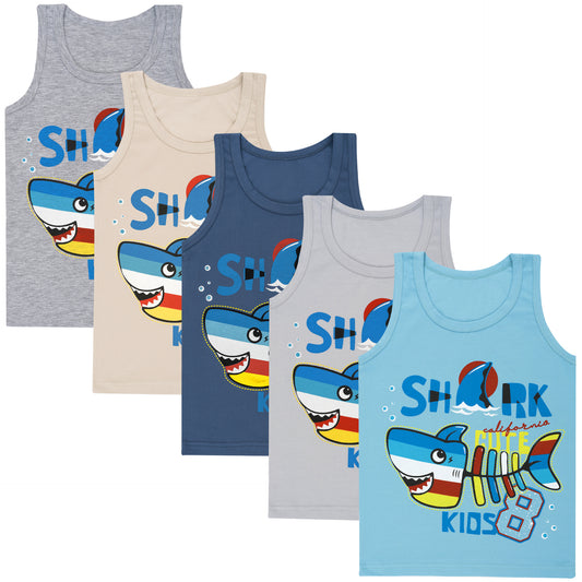 5er Set Jungen Unterhemden - Shark - Bunt