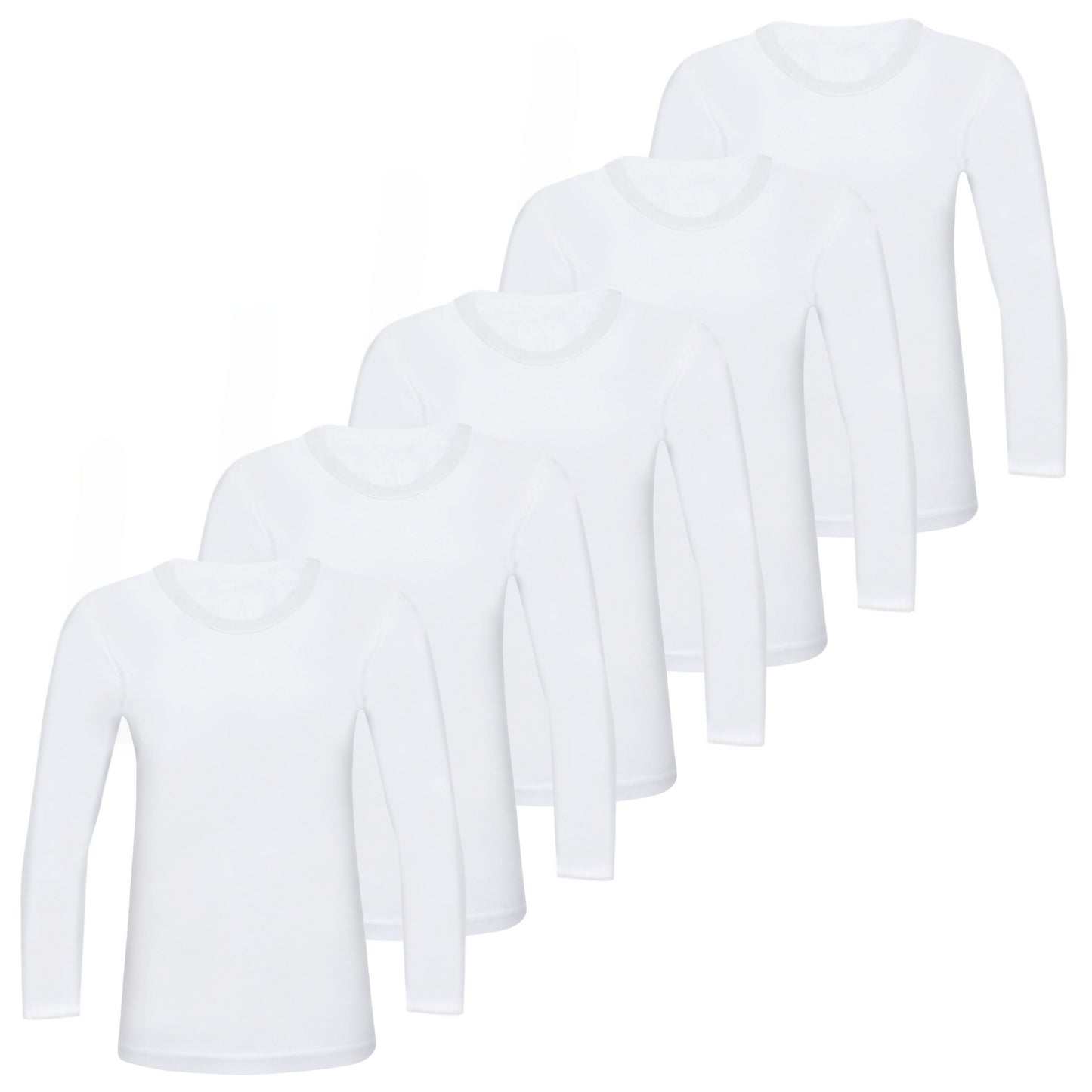 5er Pack Kinder Langarmshirt Unterhemden Uni