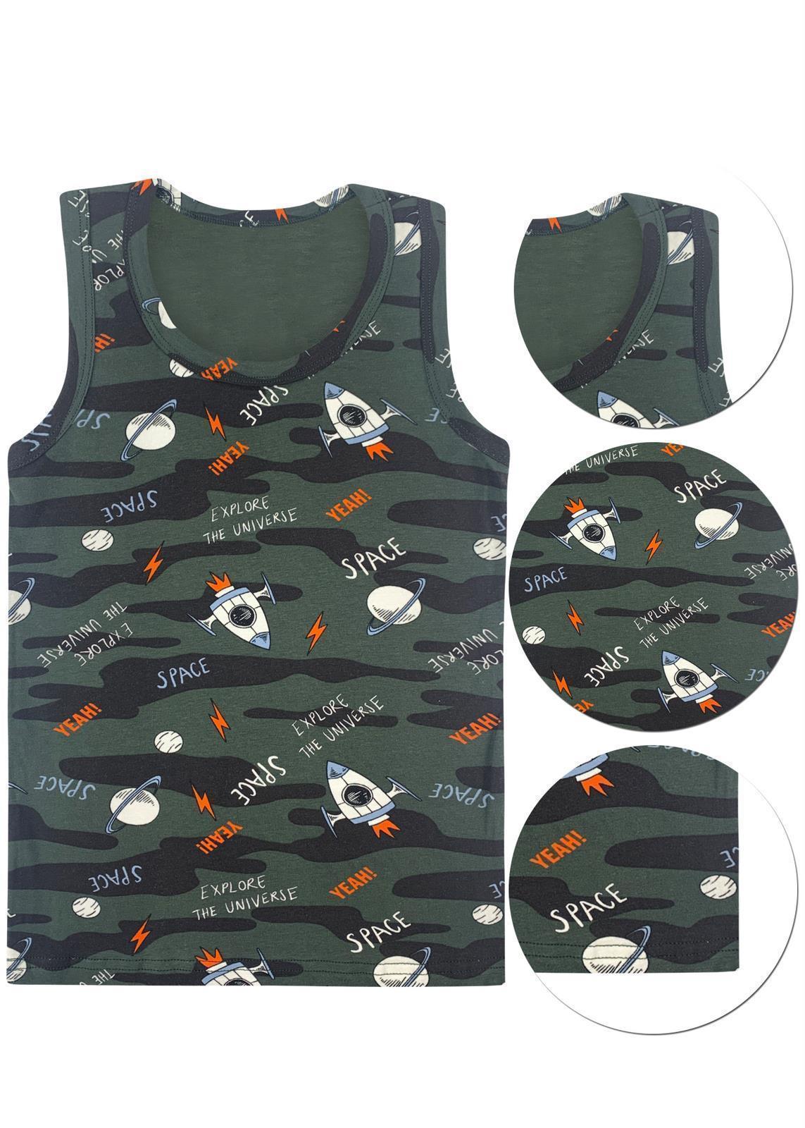 5 Jungen Unterhemden Unterwäsche Gr. 92-146 - Camouflage Space