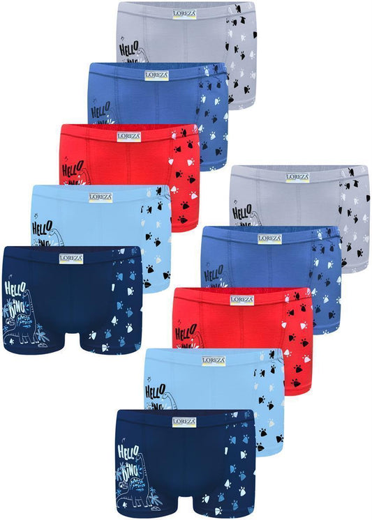 10 Jungen Boxershorts Unterhosen aus Baumwolle 92-158 - Dinosaurier