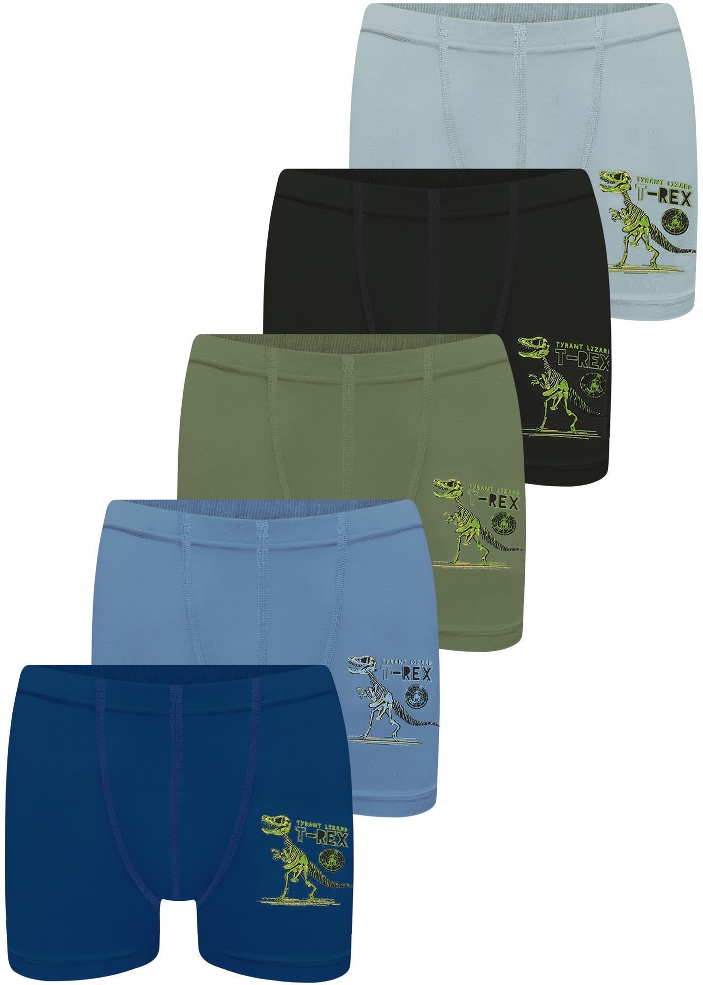 5er Set Jungen Boxershorts - T-Rex - Bunt