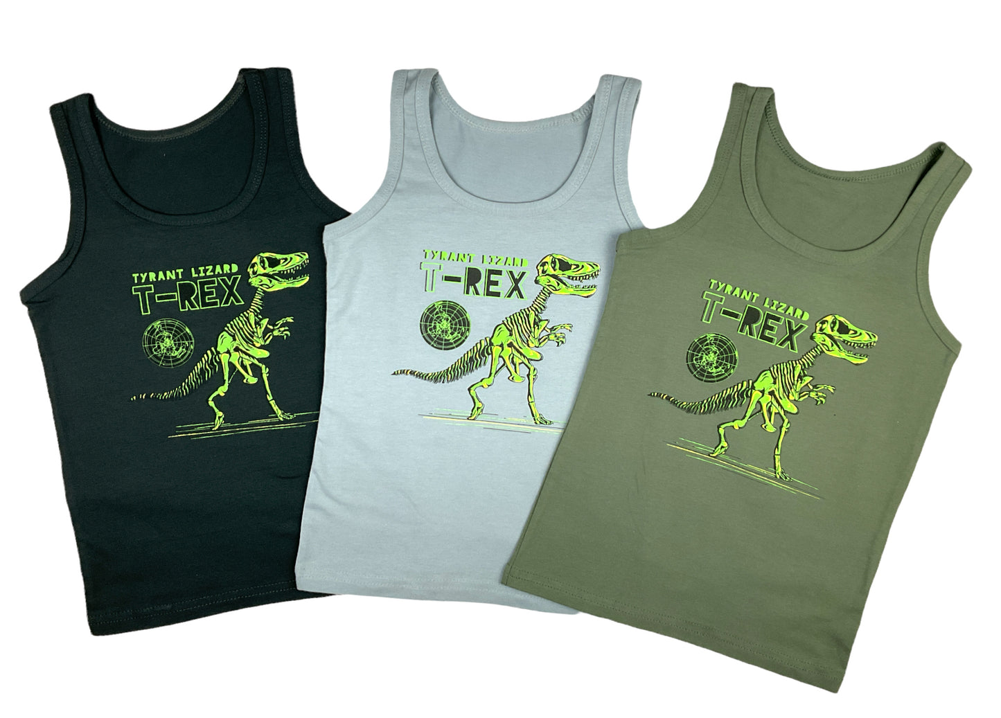 5 Jungen Unterhemden Baumwolle Tank Unterwäsche - T-Rex