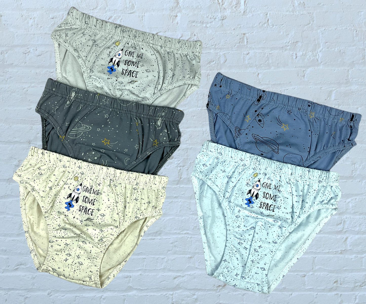 5 Jungen Slips Baumwolle Unterhosen Unterwäsche - Space