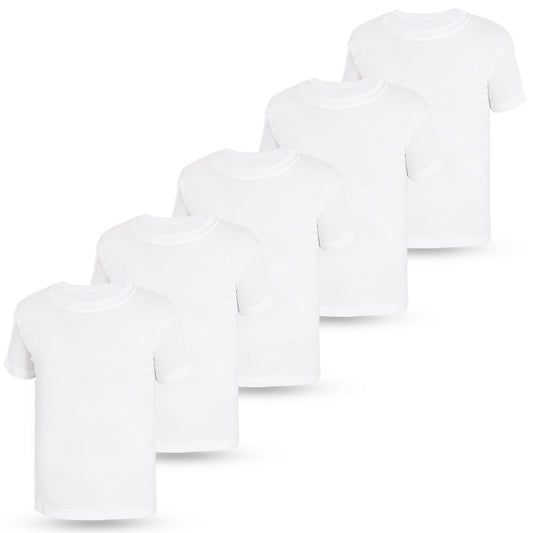 5 Jungen & Mädchen Unterhemd Kurzarm Shirt - T-Shirt 100% Baumwolle Feinripp