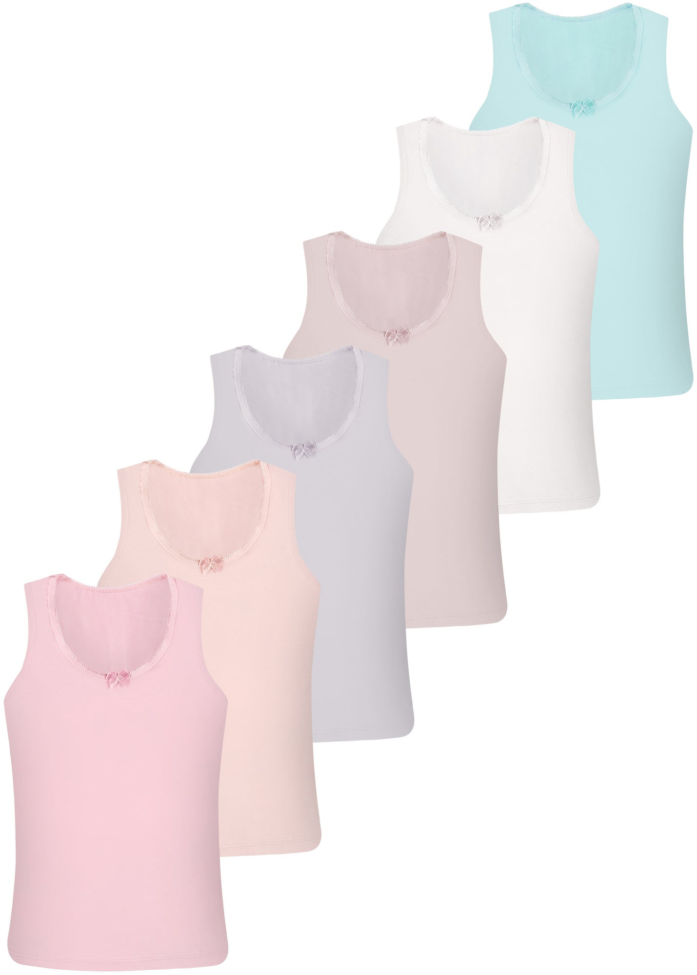 6 Mädchen Unterhemden aus Baumwolle Basics 92-170