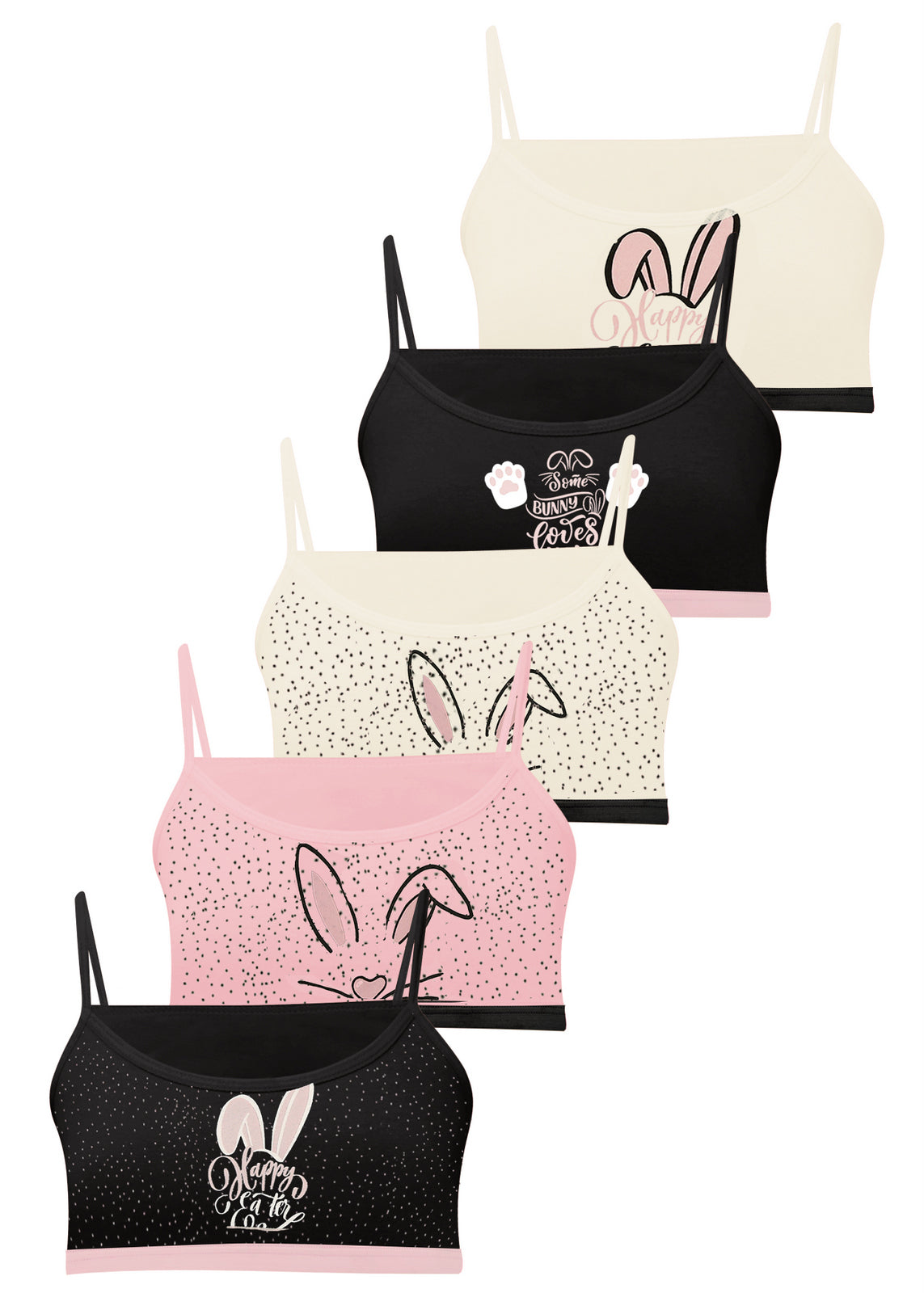 5 Mädchen Bustier Baumwolle Bunny Unterwäsche Sport BH 140-170