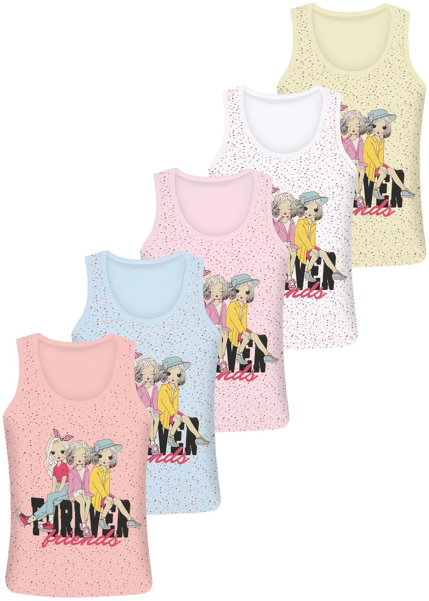 5 Kinder Mädchen Unterhemden Unterwäsche Tank Baumwolle 92-170