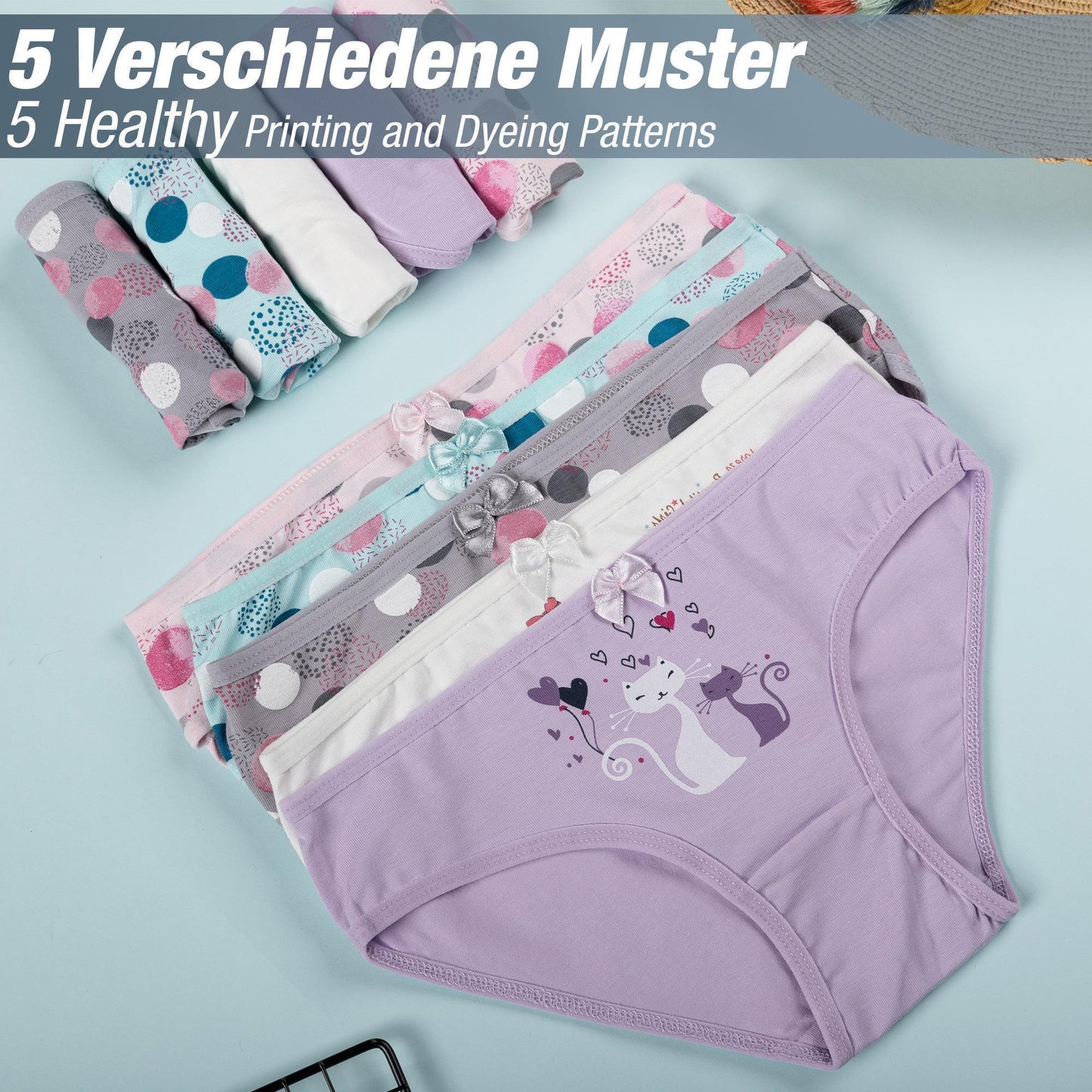 10 Mädchen Kinder Slips Baumwolle Unterhosen Unterwäsche