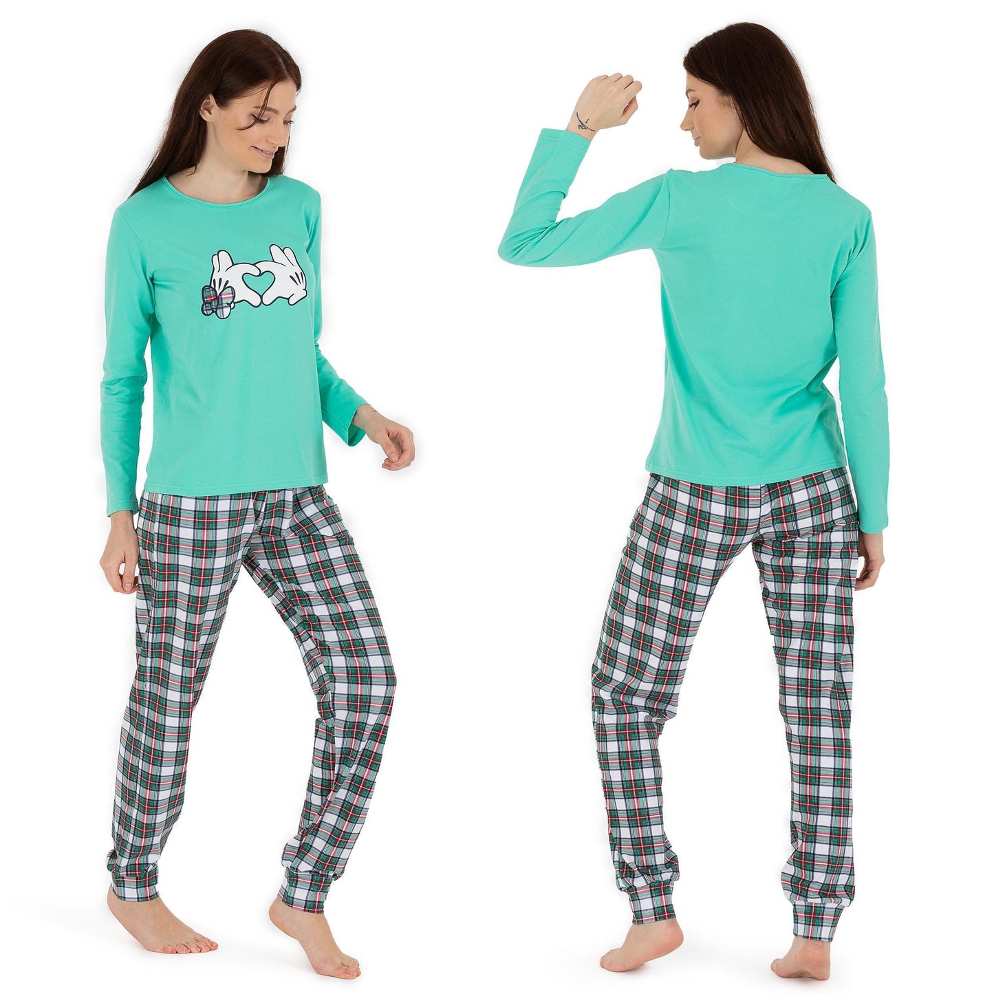 Damen Pyjama Set zweiteiliger Schlafanzug Hausanzug Nachtwäsche langarm S-XL