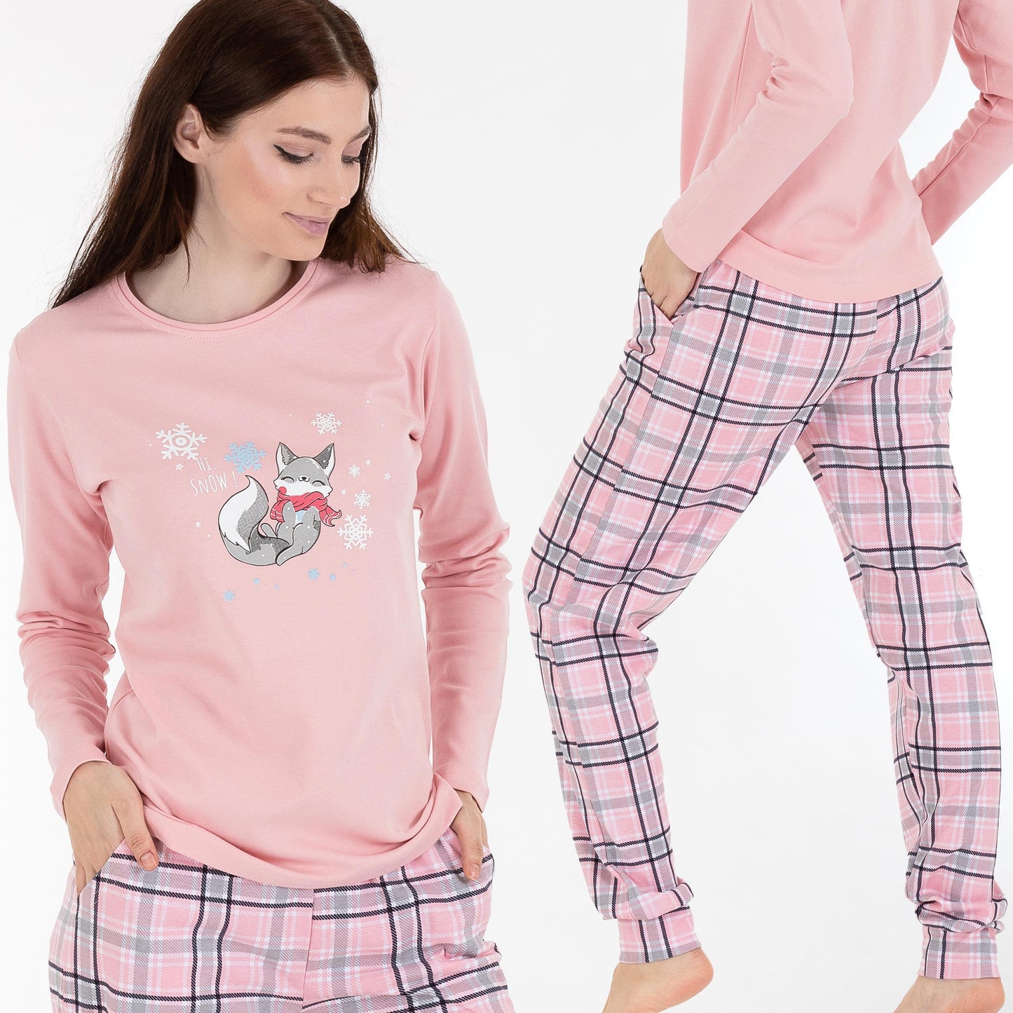 Damen Schlafanzug Hausanzug Pyjama langarm 100% Baumwolle Interlock S-XL