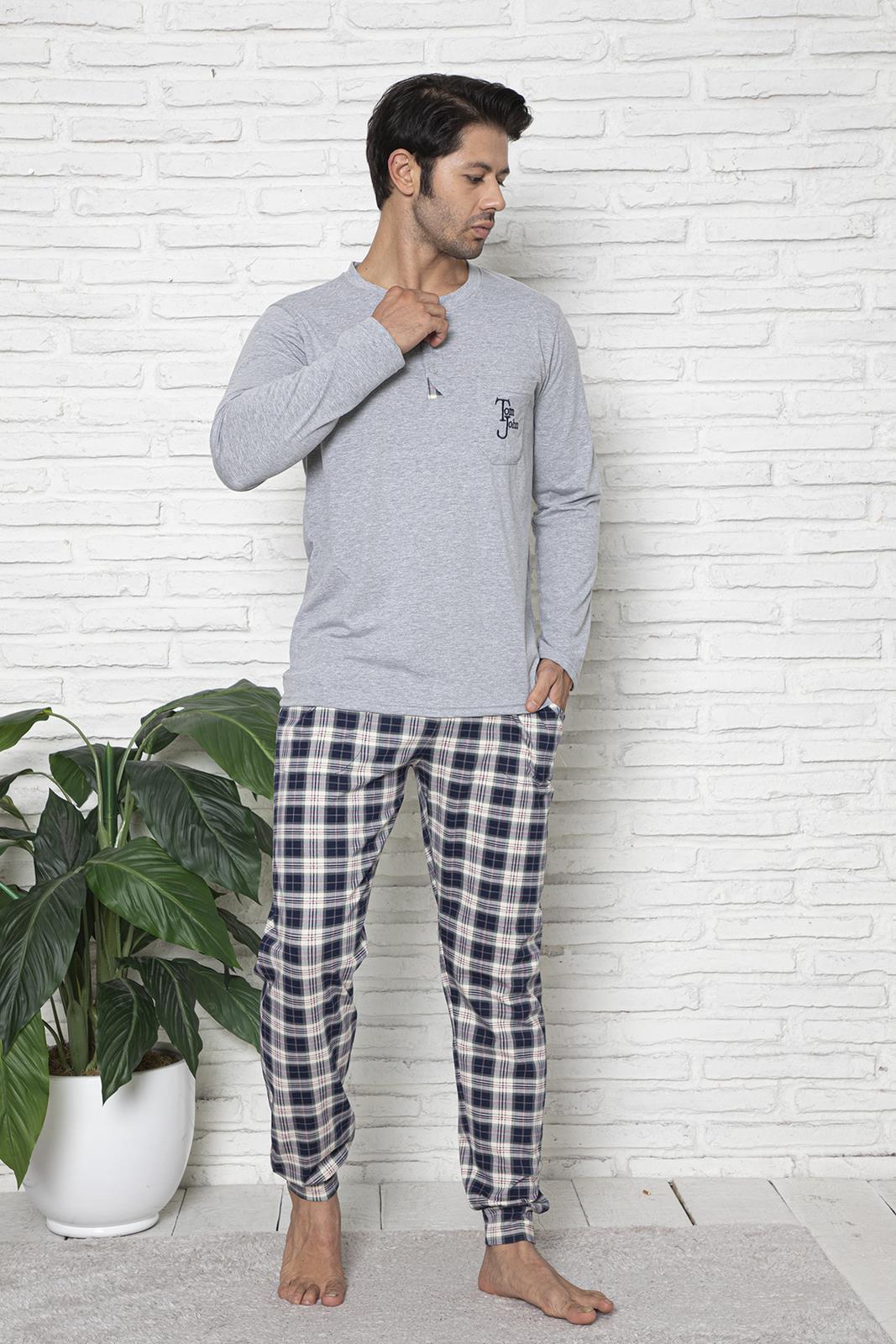 Herren Pyjama kariert langarm Baumwolle Schlafanzug Hausanzug Nachtwäsche M-5XL