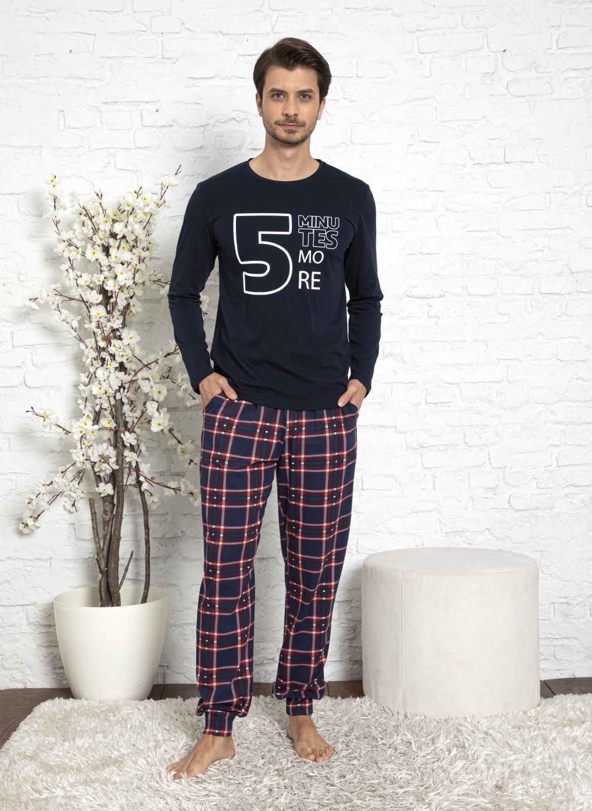 Herren Pyjama langarm Baumwolle Set Schlafanzug Hausanzug Nachtwäsche M-2XL