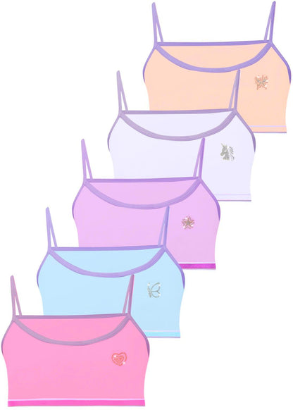 5er Set Mädchen Bustier Baumwolle - Strass- Bunt