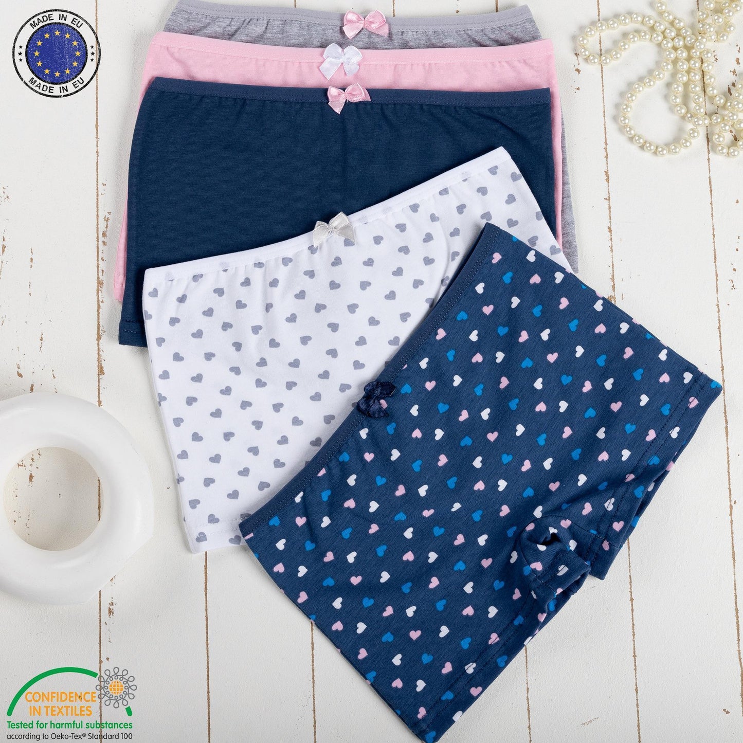 10er Set Mädchen Pantys Boxershorts - Herz