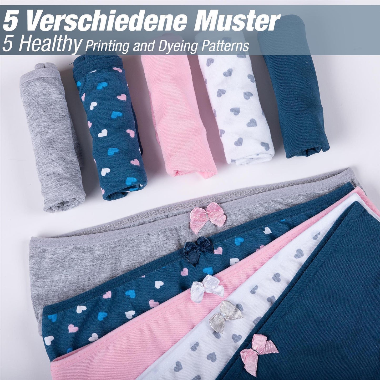 10er Set Mädchen Slips - Herz - Bunt