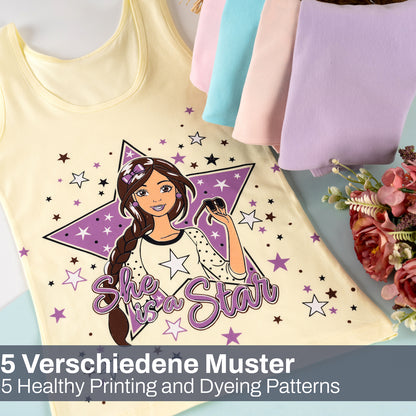 5er Set Mädchen Unterhemden - Stern - Bunt