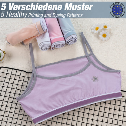 5er Set Mädchen Bustier Baumwolle - Strass- Bunt