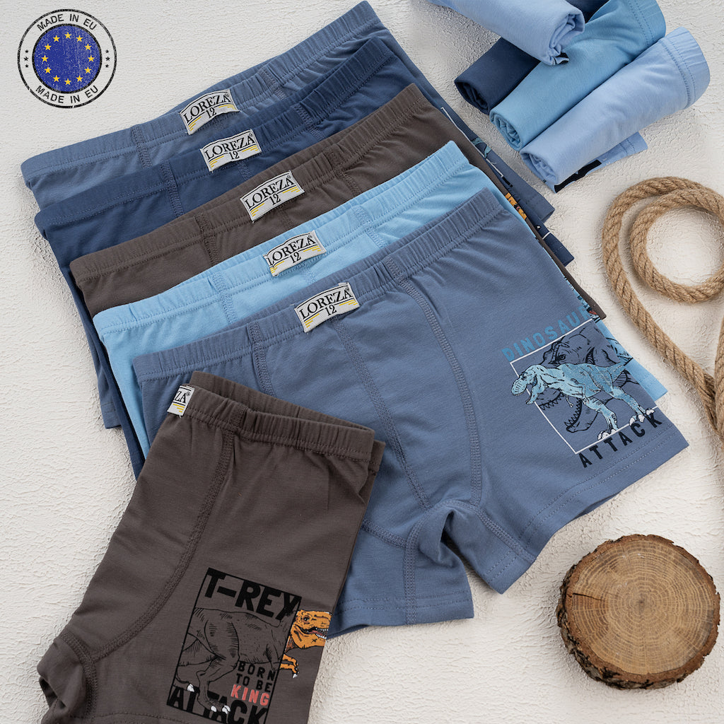 10er Set Jungen Boxershorts Baumwolle - Dino- Bunt