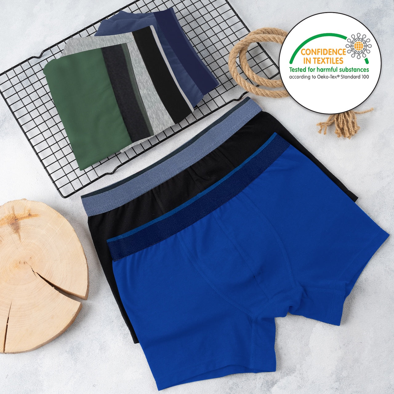10er Set Jungen Boxershorts Baumwolle - Streifen - Bunt