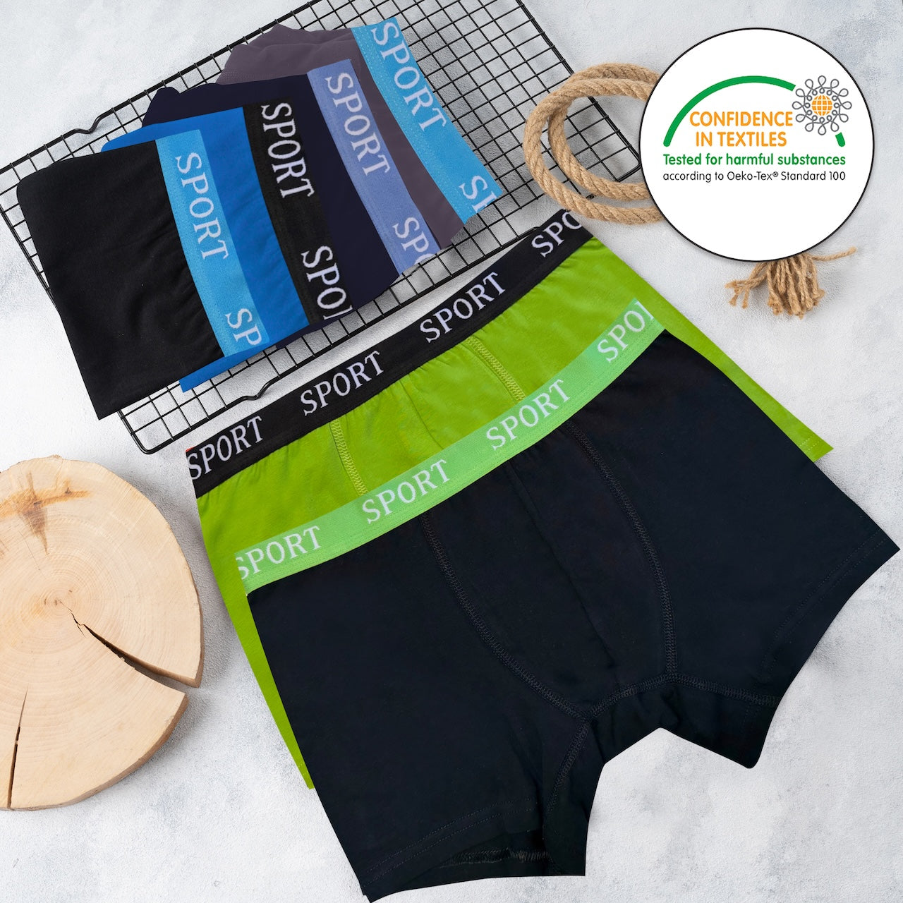 6er Set Jungen Boxershorts Baumwolle - Basics - Bunt